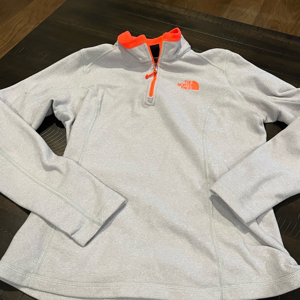 The North Face Gray and Orange Quarter-Zip Pullover Women’s small S